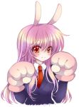  animal_ears blazer blush bunny_ears jacket lavender_hair necktie red_eyes red_neckwear reisen_udongein_inaba seidou_(tukinomiyako) shirt solo touhou 