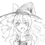  blush commentary d: embarrassed flying_sweatdrops graphite_(medium) greyscale hat kirisame_marisa looking_at_viewer monochrome open_mouth sketch solo tears touhou traditional_media turtleneck wavy_hair wavy_mouth witch_hat yururi_nano 