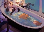  anthro bathtub book breasts canine detailed_background digital_media_(artwork) dog female firetally inside mammal nude partially_submerged pink_nose solo 
