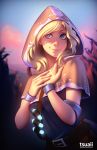  belt blonde_hair blue_eyes collaboration hood jonathan_hamilton league_of_legends luxanna_crownguard short_hair smile upper_body vial 