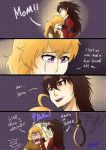  2girls age_difference black_hair blonde_hair crying mother_and_daughter multiple_girls noose raven_branwen red_eyes rooster_teeth roosterteeth rope rwby tears text yang_xiao_long 