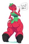  big_butt butt clothing drupe english_text female food fruit hi_res humanoid not_furry ok_k.o.!_let&#039;s_be_heroes slb solo strawberry text thick_thighs 