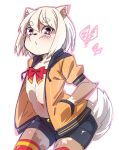  1girl dog furry open_mouth original purple_eyes short_hair short_pants solo white_hair yuuki_(yuyuki000) 