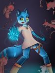  canine demon dream_mirage fantasy fight fox glowing hi_res ice imp magic mammal neon simple_background 