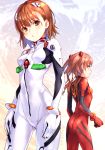  :o ass ass_visible_through_thighs ayanami_rei ayanami_rei_(cosplay) blush bodysuit breasts brown_eyes brown_hair check_commentary closed_mouth commentary commentary_request cosplay hair_ornament long_hair medium_breasts misaka_imouto multiple_girls neon_genesis_evangelion parted_lips pilot_suit plugsuit raika9 red_bodysuit red_eyes shirai_kuroko skin_tight smile souryuu_asuka_langley souryuu_asuka_langley_(cosplay) to_aru_kagaku_no_railgun to_aru_majutsu_no_index twintails white_bodysuit 