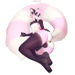  anthro balls canine clothed clothing crossdressing girly humanoid_penis hybrid legwear looking_at_viewer male mammal nipples open_mouth penis solo stockings suelix thick_thighs tight_clothing 