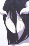  albedo bare_shoulders black_hair blonde_hair blood bloody_tears demon demon_girl demon_horns hair_between_eyes highres horns karikato26 long_hair looking_at_viewer overlord_(maruyama) simple_background solo succubus tears white_background 