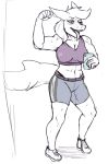  anthro athletic clothed clothing female fish flexing hair izzy223 marine open_mouth phone selfie shark sketch smile solo sweat tongue tongue_out 