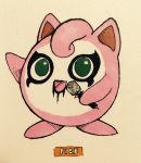  2016 ambiguous_gender anthro biped english_text face_paint featureless_crotch featureless_feet featureless_hands firefightdex front_view full-length_portrait green_eyes hatching_(technique) head_tuft hi_res holding_object jigglypuff marker_(artwork) mfanjul microphone mixed_media nintendo nude open_mouth open_smile pen_(artwork) pink_body pink_tongue pok&eacute;mon pok&eacute;mon_(species) portrait raised_arm shadow simple_background singing smile solo standing text tongue toony traditional_media_(artwork) video_games waddling_head white_background 