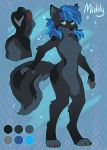  2020 4_toes 5_fingers anthro blue_eyes blue_hair canid canine canis female fingers hair hi_res hioshiru mammal model_sheet smile solo toes wolf 