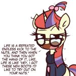  2017 clothing english_text equine eyewear female feral friendship_is_magic glasses hair horn lilboulder looking_at_viewer mammal moondancer_(mlp) my_little_pony simple_background solo text unicorn white_background 