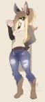  anthro boots clothed clothing emberwood female footwear hair jeans lagomorph looking_at_viewer mammal pants rabbit simple_background smile solo standing torn_clothing torn_jeans torn_pants 