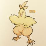  2017 4_toes ambiguous_gender anisodactyl anthro avian beak biped bird claws combusken english_text feather_tuft feathered_wings feathers featureless_crotch firefightdex fluffy front_view full-length_portrait hatching_(technique) head_tuft marker_(artwork) mfanjul mixed_media multicolored_feathers nintendo no_sclera nude open_beak open_mouth open_smile orange_beak orange_eyes orange_feathers pen_(artwork) pok&eacute;mon pok&eacute;mon_(species) portrait pseudo_clothing shadow simple_background smile solo standing talons text toe_claws toes toony traditional_media_(artwork) tuft two_tone_feathers video_games white_background white_claws winged_arms wings yellow_feathers yellow_wings 