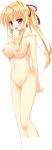  absurdres arms_behind_back blonde_hair blush breast_suppress breasts censored eyebrows_visible_through_hair highres kamishiro_kohaku large_breasts long_hair looking_at_viewer lost_echoes mosaic_censoring navel nipples non-web_source nude official_art open_mouth pussy red_eyes side_ponytail sidelocks solo tamiya_akito transparent_background 