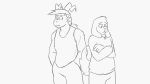  2018 animated anthro belly belly_expansion big_belly bump canine clothed clothing dog dragon duo fur hair_tie horn hug humor inflation male male/male male_pregnancy mammal monochrome pants pregnant randomgirl1265 rapid_pregnancy scalie shirt simple_background surprise tibetan_mastiff 