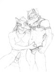  2018 anthro canine clothing duo fox fox_mccloud hi_res knot licking male male/male mammal monochrome muscular muscular_male neverwolf nintendo nude pencil_(artwork) star_fox tongue tongue_out traditional_media_(artwork) underwear video_games wolf wolf_o&#039;donnell 