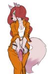  anthro canine clothed clothing colored_sketch dildo ear_piercing female hair jayecho mammal open_jacket piercing sex_toy simple_background solo standing strapon white_background wide_hips 