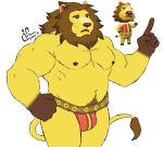  animal_crossing anthro bulge elvis elvis_(animal_crossing) feline lion male mammal muscular nintendo pecs slightly_chubby solo steven_ciervyena video_games 