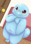  2012 anthro blue_body blush brown_eyes door inside male navel nintendo nipples nude pok&eacute;mon pok&eacute;mon_(species) rodemaru slightly_chubby solo squirtle standing video_games 