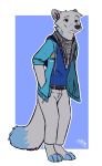  arctic_fox canine clothed clothing fox jacket leto_(letodoesart) letodoesart male mammal pants scarf shirt solo whiskers 