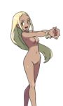  1girl :d blonde_hair breasts green_eyes npc_trainer nude nude_filter open_mouth photoshop pixel_art pokemon pokemon_(game) pokemon_xy pubic_hair smile sprites swimmer_(pokemon) tan transparent_background xelrog 