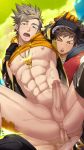  2boys abs anal ass blonde_hair blush bottomless brown_hair erection gloves hand_on_head hat male_focus male_protagonist_(pokemon_go) mazjojo multiple_boys muscle nipples outdoors pecs penetration penis pokemon pokemon_(game) pokemon_go sex spark_(pokemon) straddling sweat testicles thrusting uncensored yaoi 