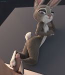  3_toes 3d_(artwork) adamb/fluffy anthro ball_fondling balls blender_(software) digital_media_(artwork) disney duo erection faceless_male feet female flat_chested fondling foot_fetish footjob fur grey_fur human human_on_anthro humanoid_penis interspecies judy_hopps lagomorph looking_back lying male male/female mammal penis pubes purple_eyes rabbit sex simple_background size_difference solo_focus toes zootopia 