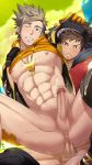  2boys abs anal ass blonde_hair blush bottomless brown_hair erection gloves hand_on_head hat male_focus male_protagonist_(pokemon_go) mazjojo multiple_boys muscle nipples outdoors pecs penetration penis pokemon pokemon_(game) pokemon_go sex spark_(pokemon) straddling sweat testicles thrusting uncensored yaoi 