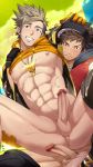  2boys abs anus ass blonde_hair blush bottomless brown_hair erection gloves hand_on_head hat male_focus male_protagonist_(pokemon_go) mazjojo multiple_boys muscle nipples outdoors pecs penis pokemon pokemon_(game) pokemon_go smile spark_(pokemon) straddling sweat testicles uncensored yaoi 