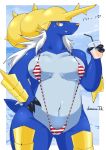  1girl brown_eyes creatures_(company) furry game_freak gen_5_pokemon kemono_tk nintendo pokemon samurott solo swimsuit 