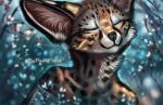  2018 anthro black_nose digital_media_(artwork) eyes_closed feline female flashw fur mammal serval smile solo spots spotted_fur tan_fur 
