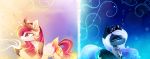  2018 blue_eyes cutie_mark digital_media_(artwork) duo equine female feral friendship_is_magic hair hooves horn magnaluna mammal my_little_pony princess_celestia_(mlp) princess_luna_(mlp) red_hair smile white_hair winged_unicorn wings 