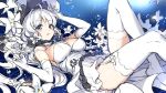  air_bubble azur_lane bangs bow breasts bubble commentary_request detached_collar dress flower garter_straps gloves hair_bow hair_ribbon hat illustrious_(azur_lane) large_breasts lily_(flower) lying nardack on_back ribbon strapless strapless_dress thighhighs tress_ribbon underwater white_dress white_gloves white_hair white_hat white_legwear work_in_progress zettai_ryouiki 
