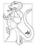  1999 aeon_(artist) anthro erection fangs forked_tongue holding_penis inviting male masturbation penile_masturbation penis rattle reptile scalie snake solo tongue 