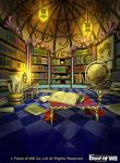  company_name force_of_will lamp library map no_humans official_art scenery scroll ynagasaki 