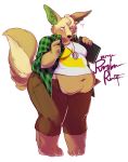  anthro belly big_belly blush canine clothed clothing deepdarkmagic female mammal open_jacket overweight solo standing sweat sweatdrop unzipped 
