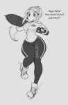  breasts cleavage clothed clothing conditional_dnp female headphones humanoid kirby_(series) midriff monochrome navel nintendo paint_roller_(kirby) pen rollerskates skating solo thick_thighs video_games wacom wide_hips xopachi 
