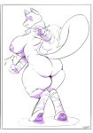  alopex anthro bandage big_breasts big_butt breast_expansion breasts butt canine clothing dsan featureless_crotch female fur mammal monochrome nipples no_pupils open_mouth scarf solo standing surprise teenage_mutant_ninja_turtles thick_thighs torn_clothing wide_hips 