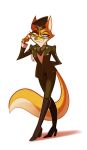  2018 anthro black_nose canine clothing devillefort eyelashes eyewear fangs female fox hat lt._fox_vixen mammal military_uniform sek_studios smile solo squirrel_and_hedgehog uniform 