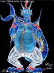  blue_body claws clothed clothing dragon grimal male overweight smile solo topless 