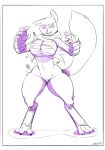 alopex anthro bandage breast_expansion breasts canine clothing dsan featureless_crotch female fur mammal monochrome no_pupils open_mouth scarf solo standing surprise teenage_mutant_ninja_turtles thick_thighs torn_clothing wide_hips 