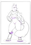  alopex anthro bandage canine dsan featureless_crotch female fur mammal monochrome no_pupils scarf solo standing teenage_mutant_ninja_turtles wide_hips 