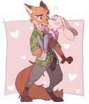  &lt;3 2016 3_toes 4_fingers alpha_channel anthro blush canine carrying clothed clothing dipstick_ears disney duo ears_down eyes_closed female fox fur green_eyes grey_fur hi_res judy_hopps kissing lagomorph male mammal necktie nick_wilde orange_fur rabbit shirt signature size_difference standing surprise toes vandaline zootopia 