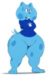  2018 3_toes absurd_res anthro anthrofied big_butt big_thighs biped blue&#039;s_clues blue_(blue&#039;s_clues) blue_eyes blue_nose bottomless breasts butt canine clothed clothing digital_media_(artwork) dog featureless_crotch female fur hands_behind_back hi_res huge_butt huge_hips invalid_tag mammal shirt simple_background smile solo spots spotted_fur sssonic2 standing tailwag thick_thighs toes voluptuous white_background wide_hips 