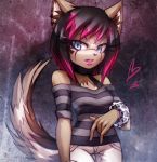  ann-jey canine clothed clothing confusion dog female lipstick long_tail makeup mammal solo stylized_hair 