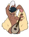  anthro dorian-bc fur grin hat humanoid lagomorph lopunny lute male mammal musical_instrument nintendo nude pok&eacute;mon pok&eacute;mon_(species) red_eyes simple_background smile solo the-overfiend timothy_vladislaus video_games 