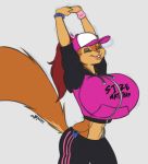  baseball_cap big_breasts breasts clothing female hat hoodie ipod mammal marika_(teer) navel ponyrail rodent solo squirrel teer 
