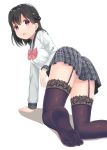  ass mimikaki_(men_bow) seifuku stockings thighhighs 