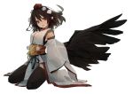  :o absurdres arms_at_sides bangs black_hair black_wings commentary_request feathered_wings full_body futatsuki_eru hair_between_eyes hat highres japanese_clothes kimono kourindou_tengu_costume loincloth long_sleeves looking_at_viewer obi open_mouth pointy_ears pom_pom_(clothes) red_eyes red_hat sash shameimaru_aya short_hair solo tokin_hat touhou transparent_background white_kimono wide_sleeves wings 