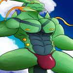  anthro bulge daikuhiroshiama legendary_pok&eacute;mon male mega_evolution mega_rayquaza muscular nintendo nipples pok&eacute;mon pok&eacute;mon_(species) rayquaza solo video_games 
